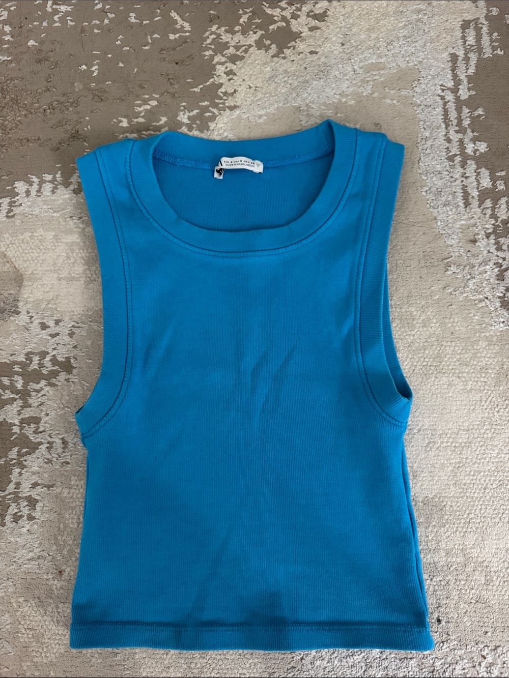 Zara Turquoise Blue Ribbed Sleeveless Tank Top